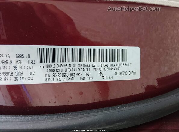 2C4RC1GG8HR610947 2017 CHRYSLER PACIFICA Red 