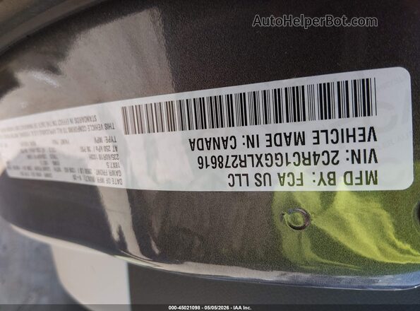 2C4RC1GGXLR278616 2020 CHRYSLER PACIFICA Gray Вид підкапотного простору