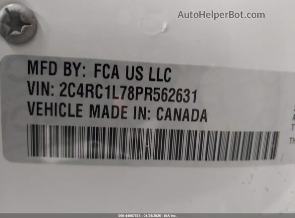 2C4RC1L78PR562631 2023 CHRYSLER PACIFICA White Widok komory silnika