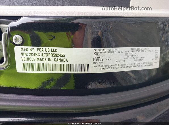 2C4RC1L7XPR592455 2023 CHRYSLER PACIFICA Черный 