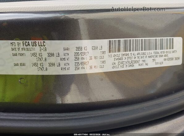 2C4RC1N70JR230347 2018 CHRYSLER PACIFICA Gray Widok komory silnika