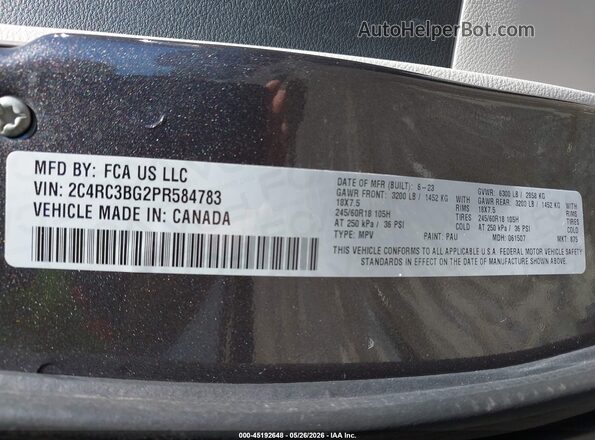 2C4RC3BG2PR584783 2023 CHRYSLER PACIFICA Gray 