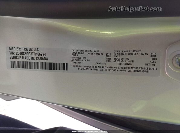 2C4RC3GG3TR166994 2026 CHRYSLER PACIFICA Silver Engine compartment view