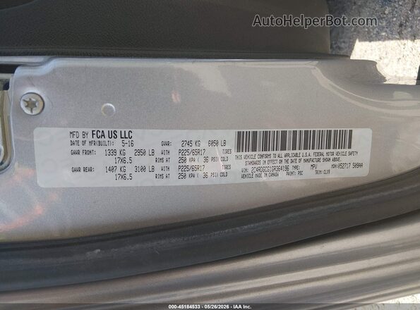 2C4RDGCG1GR364196 2016 DODGE GRAND CARAVAN Silver 