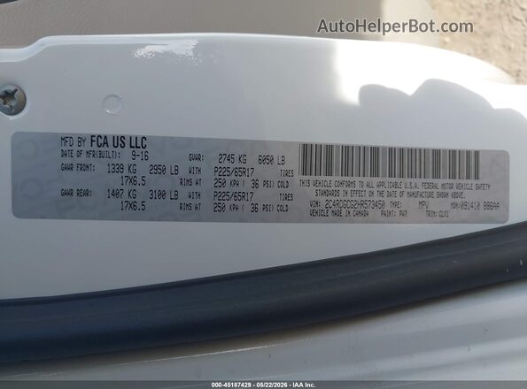 2C4RDGCG2HR573450 2017 DODGE GRAND CARAVAN White Widok komory silnika