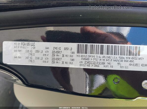 2C4RDGCG2LR161084 2020 DODGE GRAND CARAVAN Black 