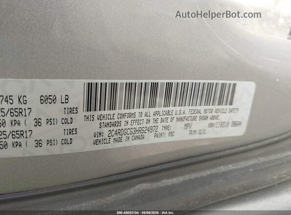 2C4RDGCG3HR624972 2017 DODGE GRAND CARAVAN Silver 