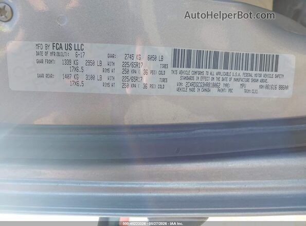2C4RDGCG3HR818062 2017 DODGE GRAND CARAVAN Silver Engine compartment view