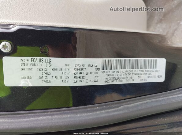 2C4RDGCG4LR166870 2020 DODGE GRAND CARAVAN Black Engine compartment view