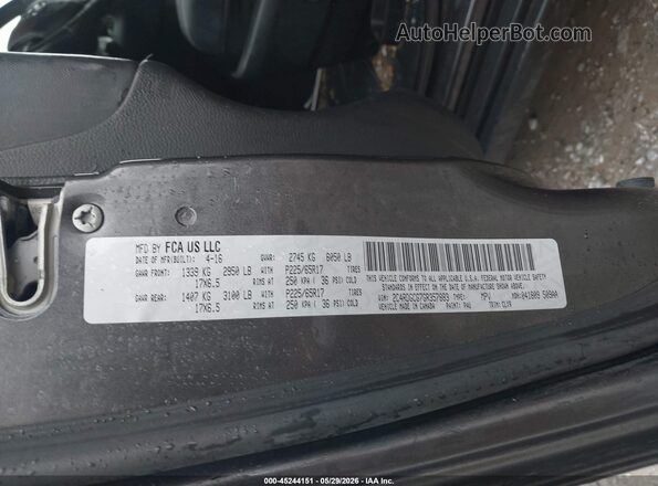 2C4RDGCG7GR357883 2016 DODGE GRAND CARAVAN Черный Вид подкапотного пространства