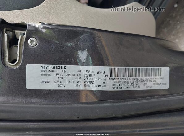 2C4RDGCG7HR712679 2017 DODGE GRAND CARAVAN Gray 