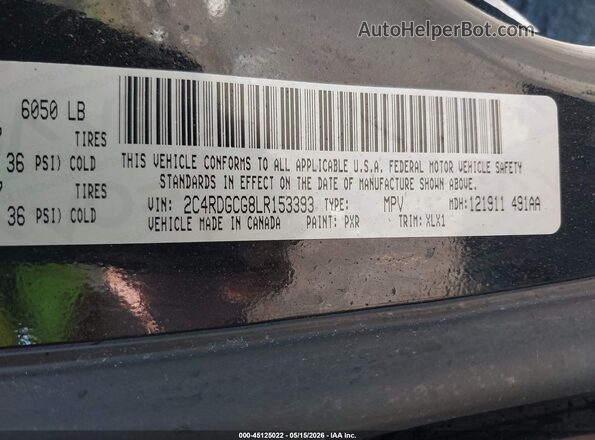 2C4RDGCG8LR153393 2020 DODGE GRAND CARAVAN Black ძრავის განყოფილების ხედი