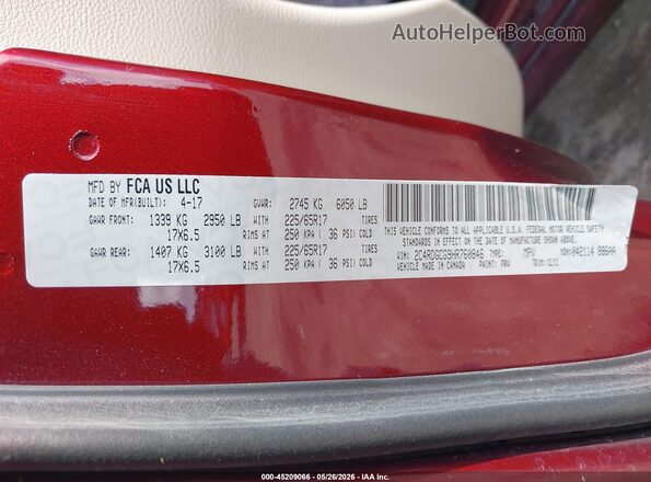2C4RDGCG9HR760846 2017 DODGE GRAND CARAVAN Красный Вид подкапотного пространства