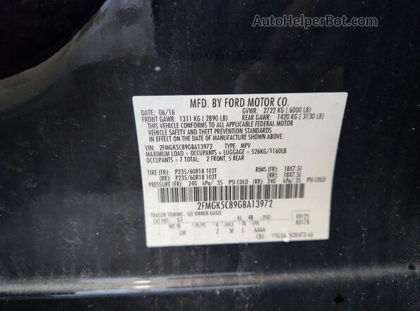 2FMGK5C89GBA13972 2016 FORD FLEX Black 