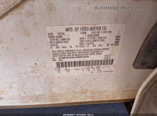 2FMPK3G92JBB62898 2018 FORD EDGE Белый 