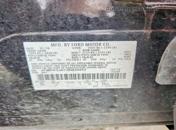 2FMPK3J87JBB49953 2018 FORD EDGE Черный 