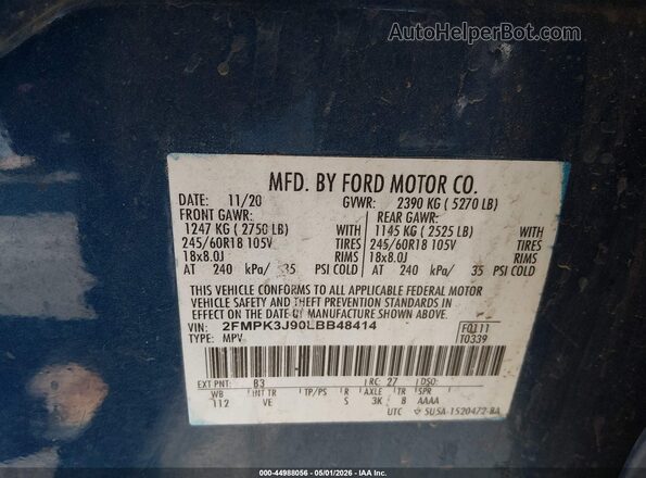 2FMPK3J90LBB48414 2020 FORD EDGE Blue Вид підкапотного простору