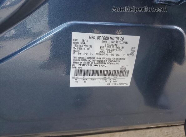 2FMPK3J91JBC58269 2018 FORD EDGE Blue 