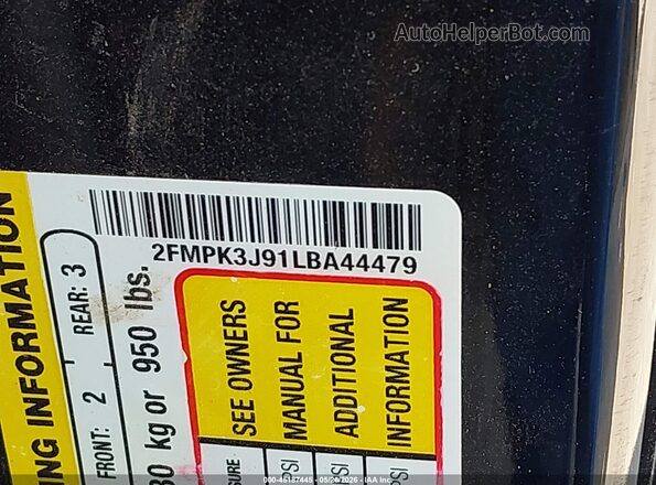 2FMPK3J91LBA44479 2020 FORD EDGE Black Engine compartment view