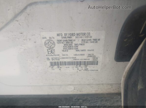 2FMPK3J99GBC01665 2016 FORD EDGE Белый Вид подкапотного пространства