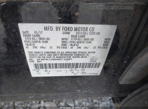 2FMPK3J99HBC12487 2017 FORD EDGE Black Engine compartment view