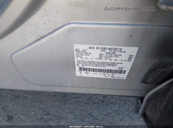 2FMPK3K93HBB31693 2017 FORD EDGE Silver Widok komory silnika