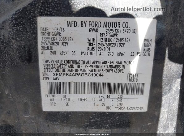 2FMPK4AP5GBC10044 2016 FORD EDGE Dark Blue 