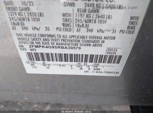 2FMPK4G95RBA39579 2024 FORD EDGE Silver Շարժիչի բաժամունքի տեսք