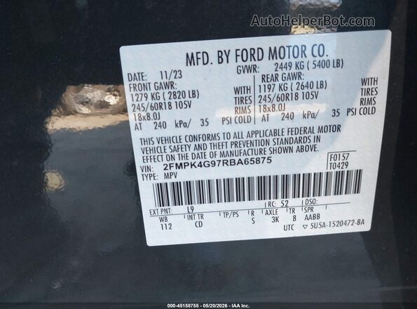 2FMPK4G97RBA65875 2024 FORD EDGE Green Вид підкапотного простору