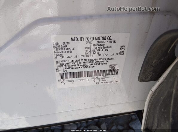 2FMPK4G9XKBB12466 2019 FORD EDGE White Widok komory silnika