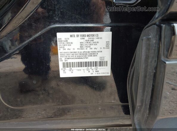 2FMPK4G9XNBA23761 2022 FORD EDGE Black Vista del compartimento del motor