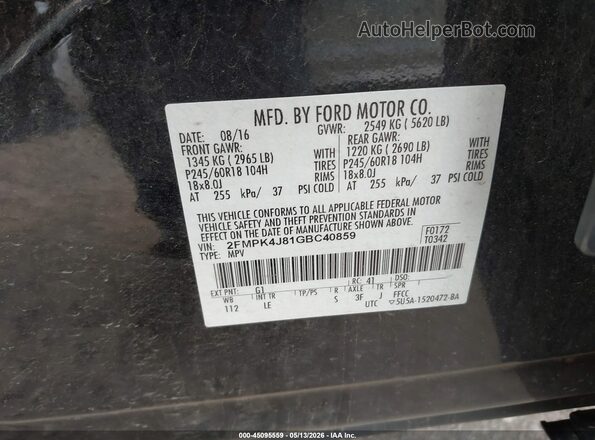 2FMPK4J81GBC40859 2016 FORD EDGE Black 