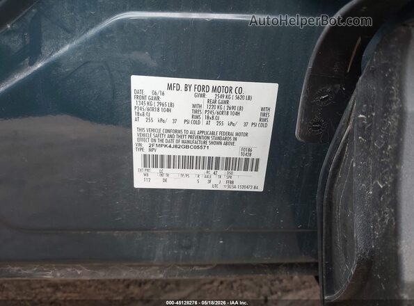 2FMPK4J82GBC05571 2016 FORD EDGE Green ძრავის განყოფილების ხედი