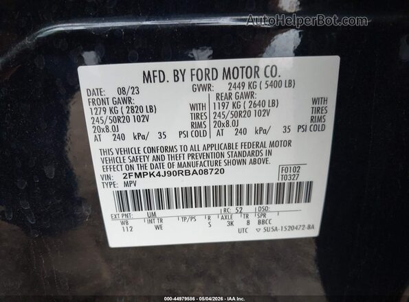 2FMPK4J90RBA08720 2024 FORD EDGE Black Շարժիչի բաժամունքի տեսք