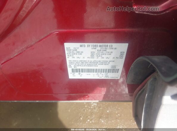 2FMPK4J91HBB81502 2017 FORD EDGE Red Շարժիչի բաժամունքի տեսք