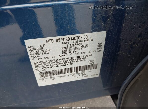 2FMPK4J92RBA55229 2024 FORD EDGE Blue Вид підкапотного простору