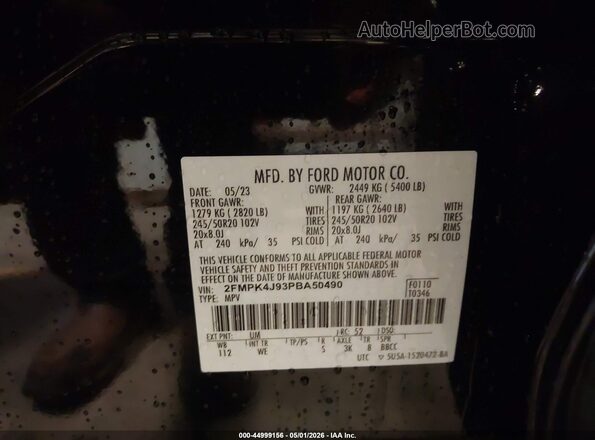 2FMPK4J93PBA50490 2023 FORD EDGE Black Widok komory silnika