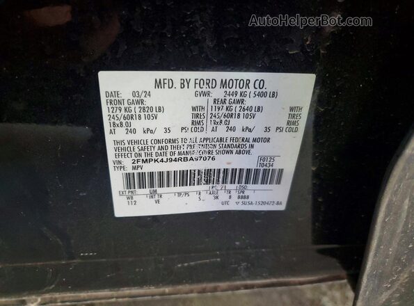 2FMPK4J94RBA97076 2024 FORD EDGE Black VIN sticker view