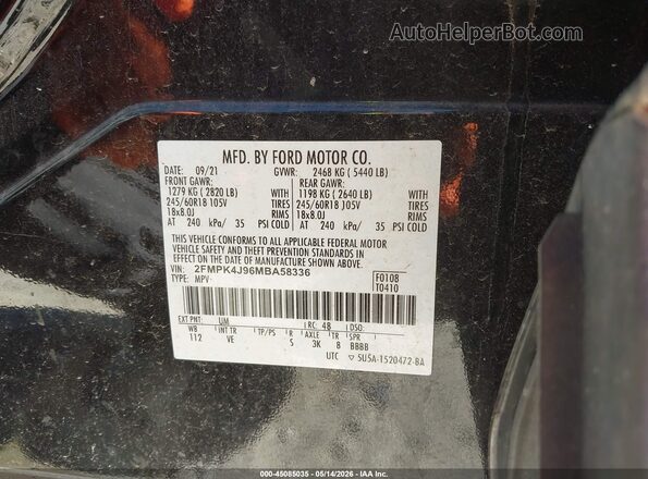 2FMPK4J96MBA58336 2021 FORD EDGE Black Вид підкапотного простору