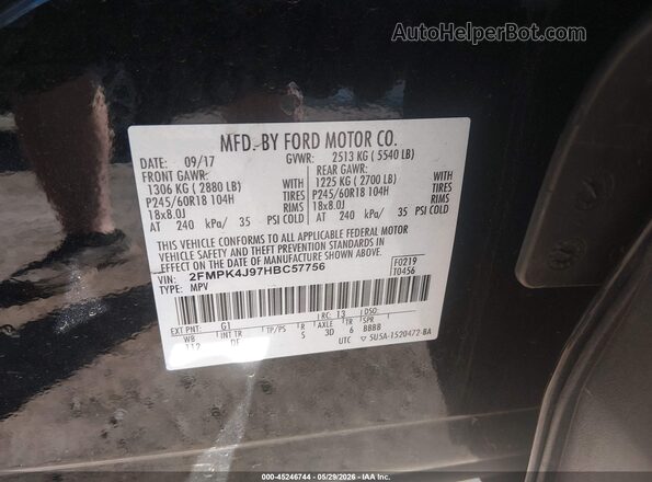 2FMPK4J97HBC57756 2017 FORD EDGE Black Շարժիչի բաժամունքի տեսք