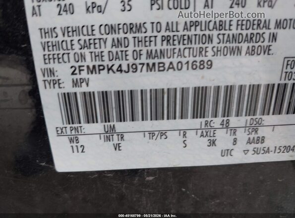 2FMPK4J97MBA01689 2021 FORD EDGE Черный Вид подкапотного пространства