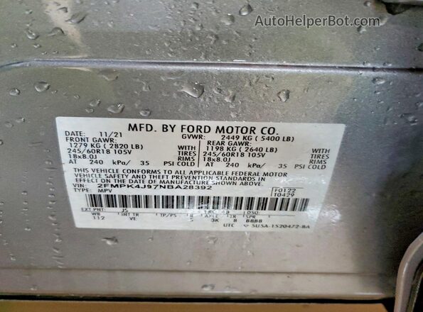 2FMPK4J97NBA28392 2022 FORD EDGE Silver Widok wnętrza 360 stopni