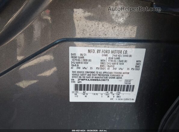 2FMPK4J98MBA39075 2021 FORD EDGE Silver Շարժիչի բաժամունքի տեսք