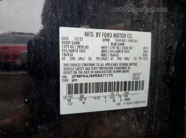 2FMPK4J98RBA71175 2024 FORD EDGE Black VIN կոդի պիտակի տեսք