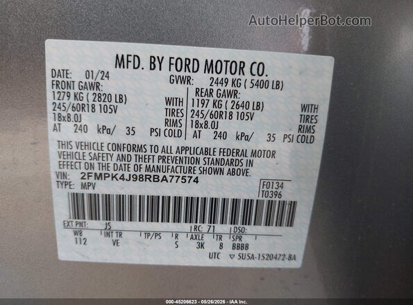 2FMPK4J98RBA77574 2024 FORD EDGE Gray Widok komory silnika