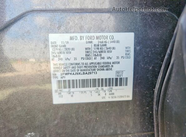2FMPK4J9XLBA29713 2020 FORD EDGE Gray Շարժիչի բաժամունքի տեսք