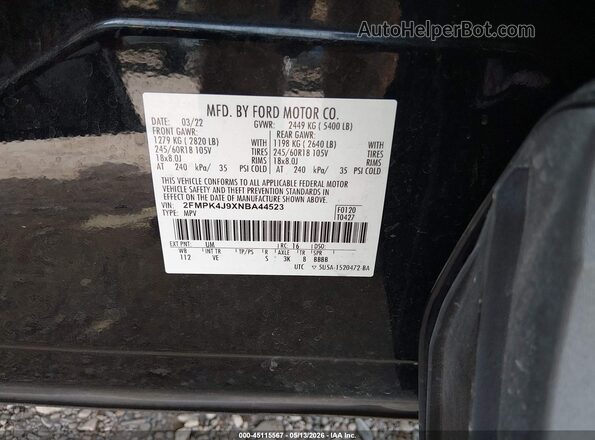 2FMPK4J9XNBA44523 2022 FORD EDGE Black Widok komory silnika