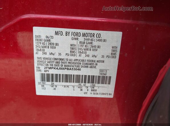 2FMPK4J9XPBA53046 2023 FORD EDGE Red Widok komory silnika