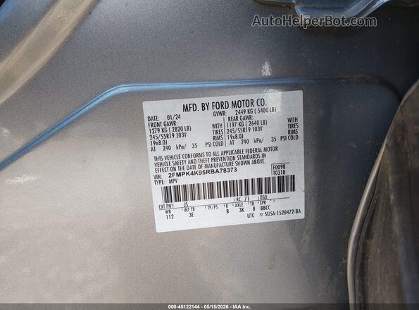 2FMPK4K95RBA78373 2024 FORD EDGE Silver Widok komory silnika