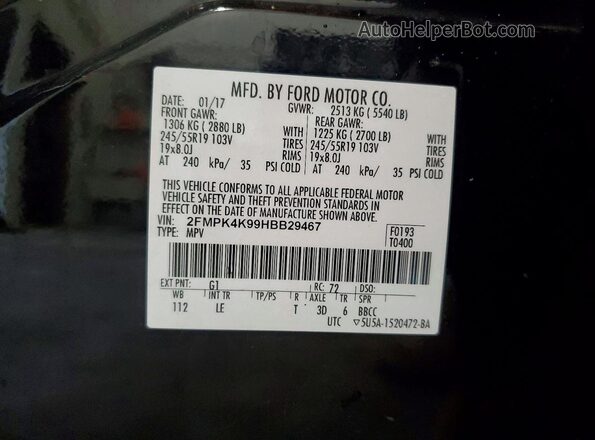 2FMPK4K99HBB29467 2017 FORD EDGE Black 